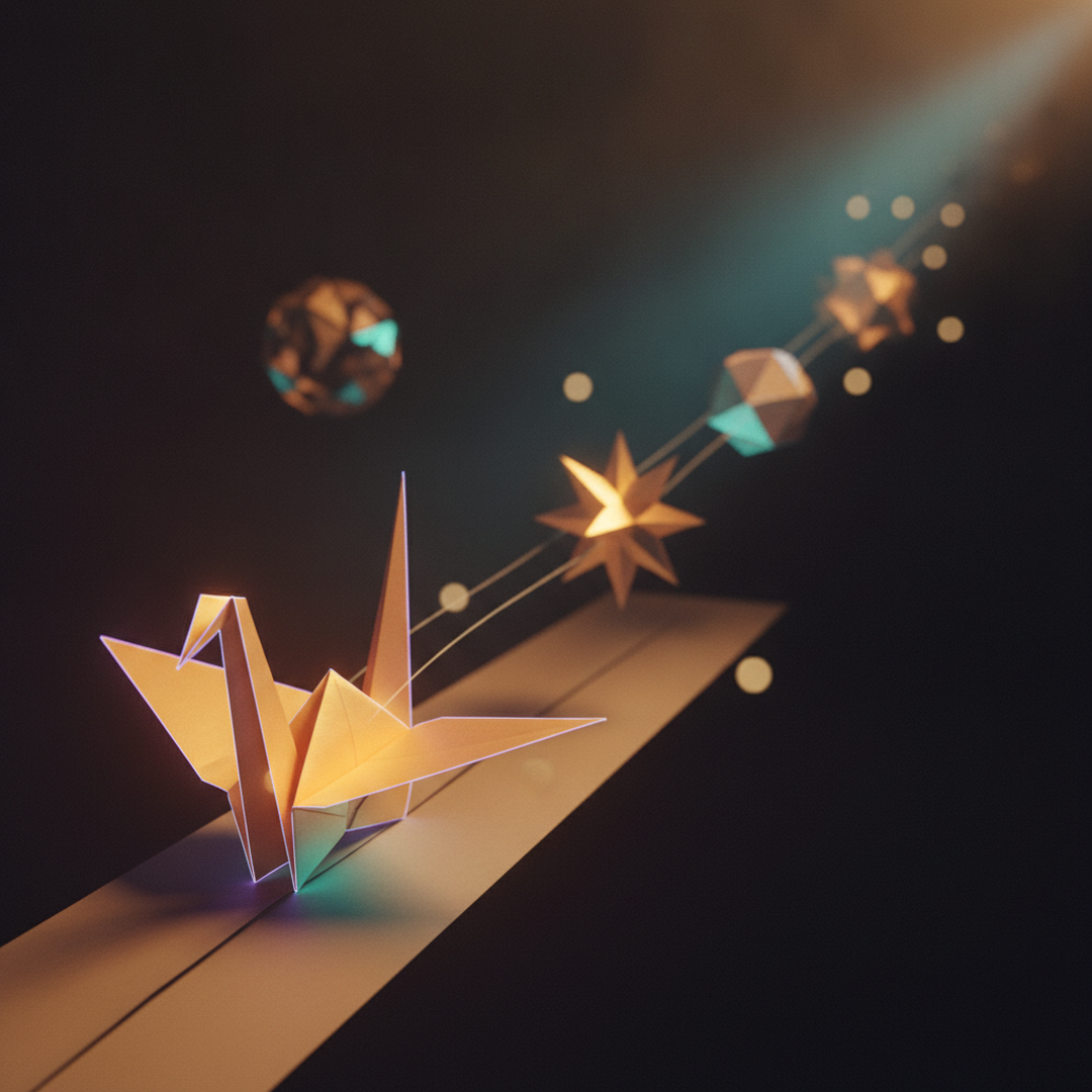 Illustrazione editoriale cinematografica su probabilità e statistica, luce gold su fondo scuro