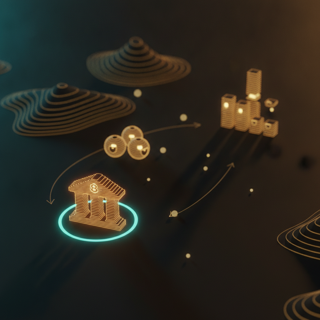 Illustrazione editoriale cinematografica su probabilità e statistica, luce gold su fondo scuro