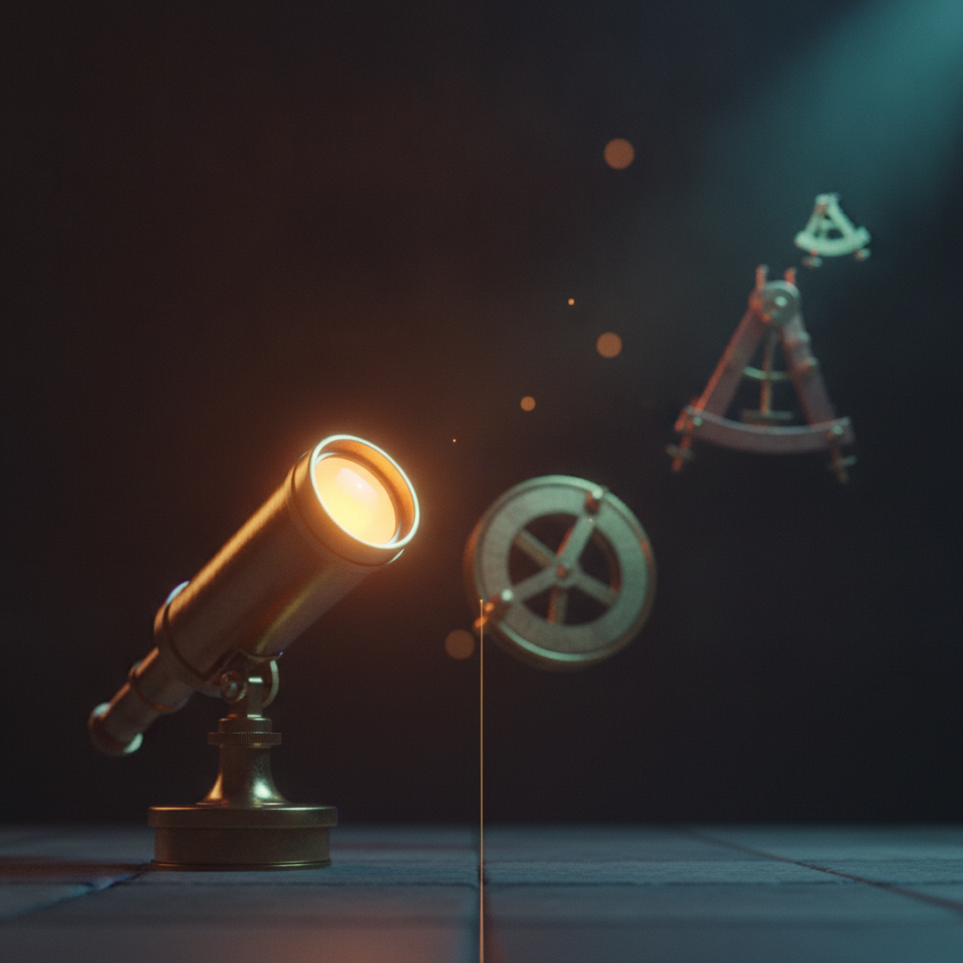 Scena 3D cinematografica che illustra il caso e la distribuzione, toni oro su near-black