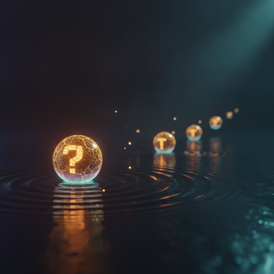 Cinematic editorial illustration on probability and statistics, gold light on dark background