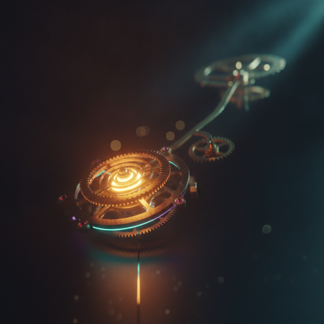 Illustrazione editoriale cinematografica su probabilità e statistica, luce gold su fondo scuro